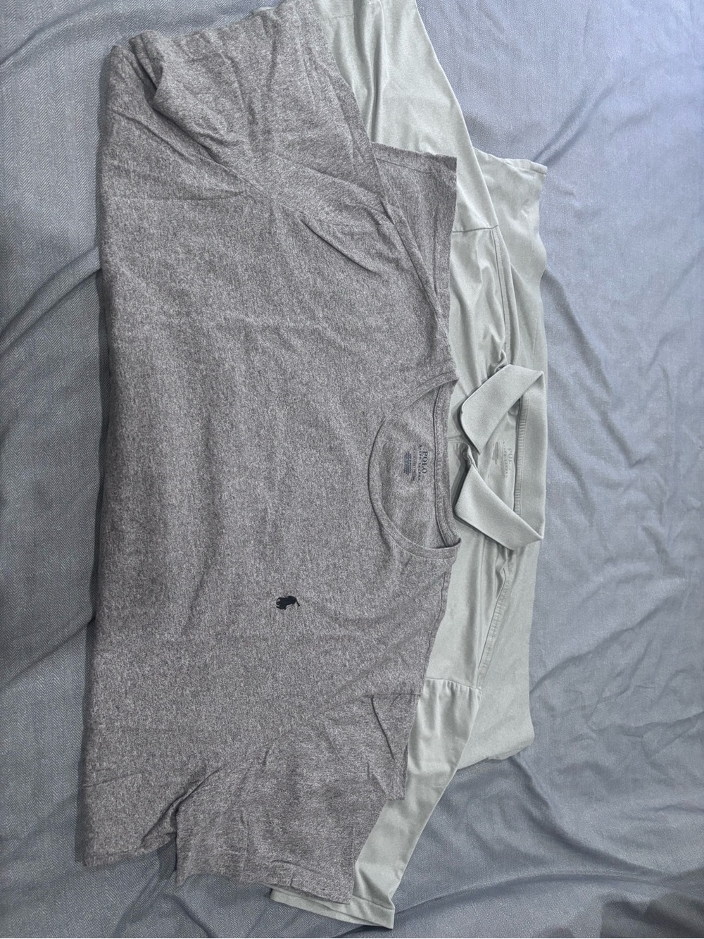 Polo by Ralph Lauren Heather Gray Crew Neck Tee & Performance Polo shirt in Gray